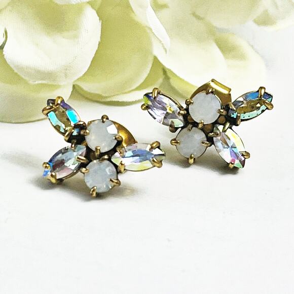 J. Crew Aurora Borealis AB Stone Cluster Stud Earrings - Picture 1 of 6